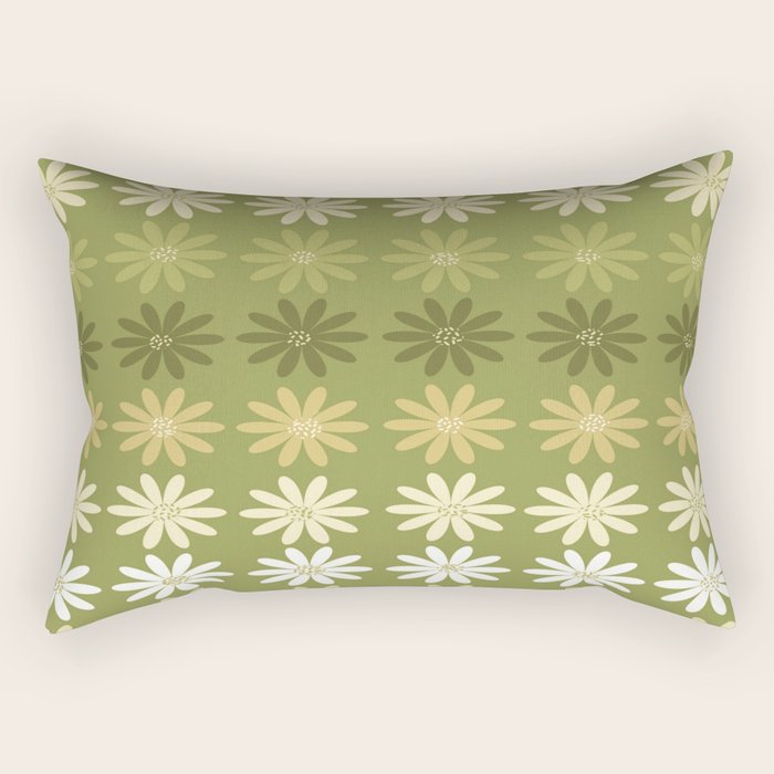 Ombre Abstract Daisies on Olive Green Rectangular Pillow Gallery Image 1