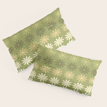 Ombre Abstract Daisies on Olive Green Pillow Sham Gallery Image 2