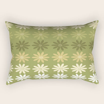 Ombre Abstract Daisies on Olive Green Rectangular Pillow Gallery Image 2