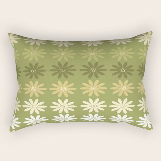 Ombre Abstract Daisies on Olive Green Rectangular Pillow Gallery Image 2