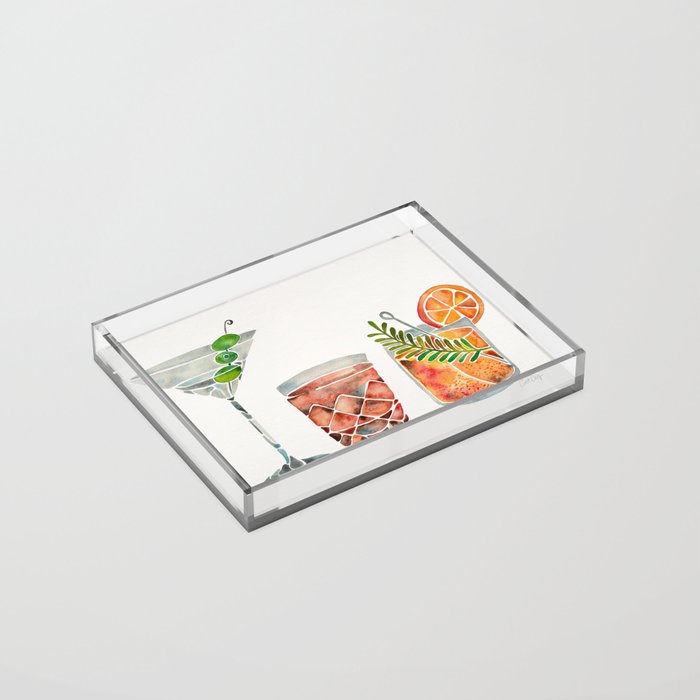 Classic Cocktails â 1960s Watercolor Lineup Acrylic Tray Gallery Image 2