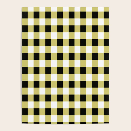 Gingham Large Yellow Black White Poster Gallery Image 1
