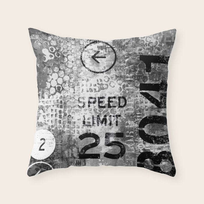 Urban Street Art Numbers And Text Fragments Throw Pillow Gallery Image 6