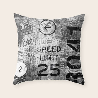 Urban Street Art Numbers And Text Fragments Throw Pillow Gallery Image 5