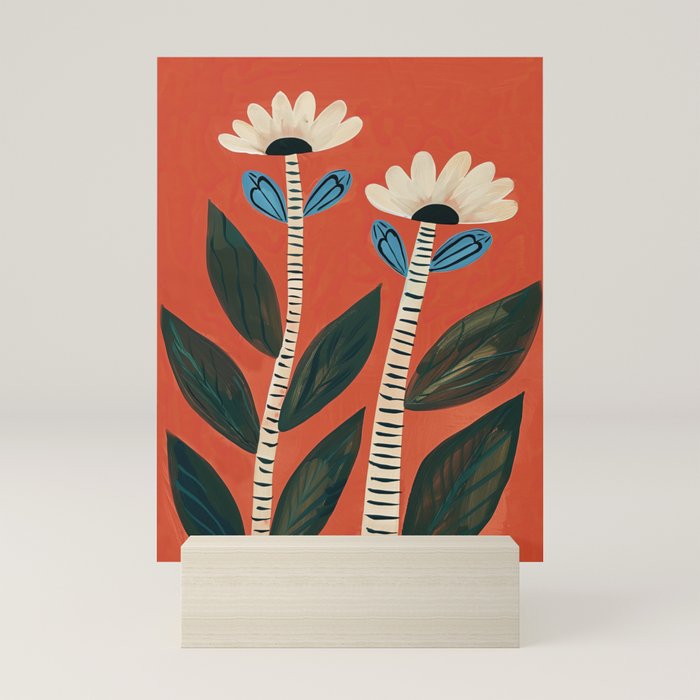 Folk Garden Daisy Pair Mini Art Print Gallery Image 5