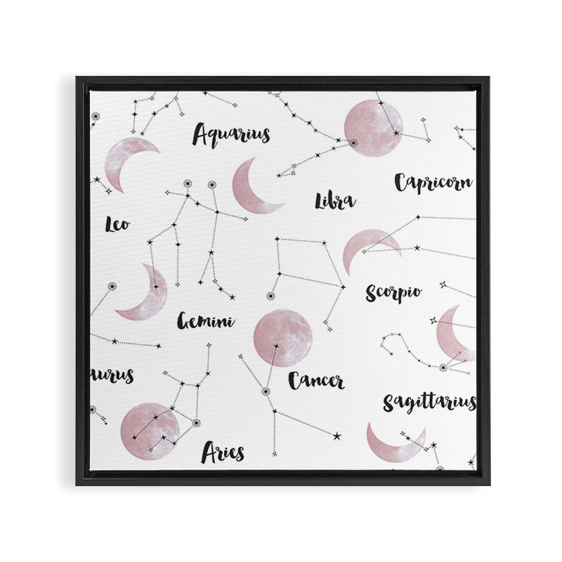 Pink Moon and Constellations Framed Canvas Print Gallery Image 1