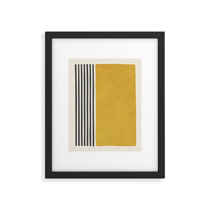 Mustard Yellow Black Lines Abstract Art Framed Art Print Gallery Image 4