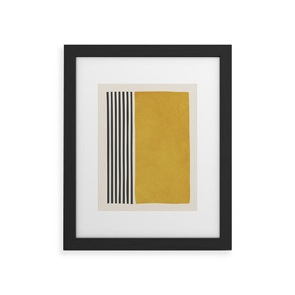 Mustard Yellow Black Lines Abstract Art Framed Art Print Gallery Image 32