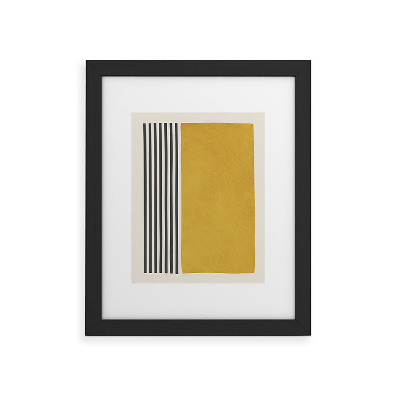 Mustard Yellow Black Lines Abstract Art Framed Art Print Gallery Image 29