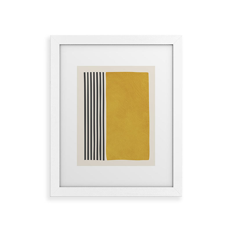 Mustard Yellow Black Lines Abstract Art Framed Art Print Gallery Image 55