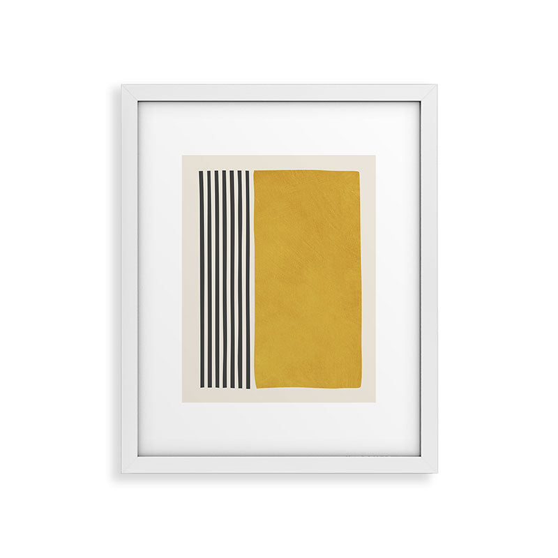 Mustard Yellow Black Lines Abstract Art Framed Art Print Gallery Image 23