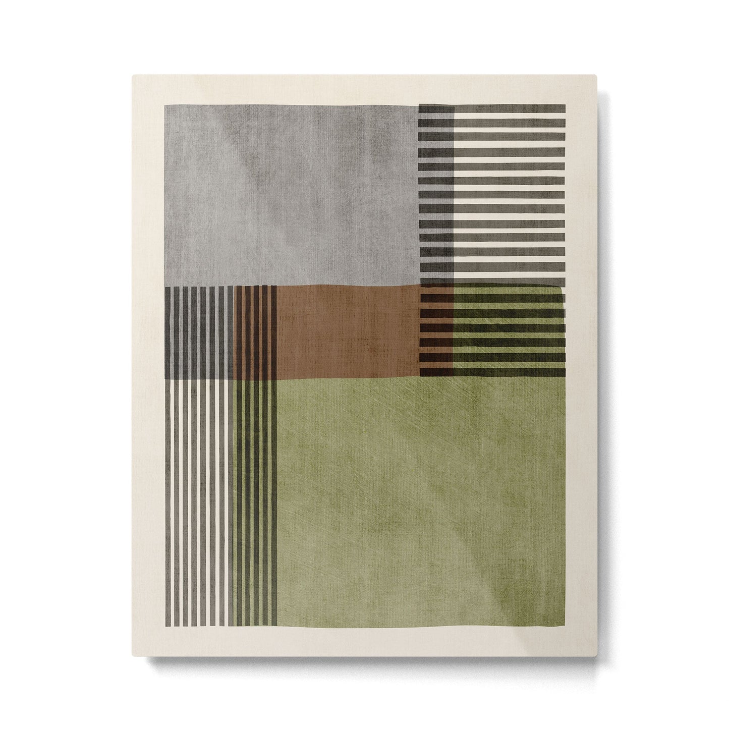 Olive Green Brown Gray Black Bold Lines Artwork Metal Print Gallery Image 3
