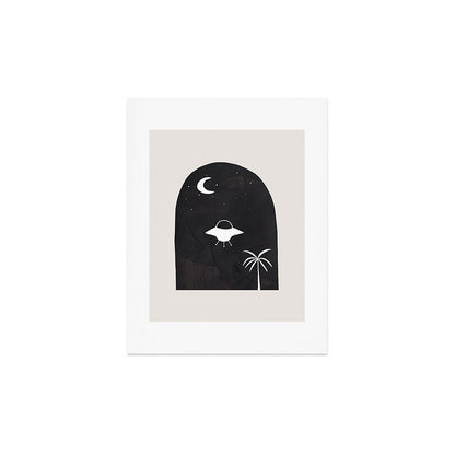 Ancient Alien Visitor Black White Minimalist Line Drawing Paper Collage by Ejaaz Haniff Art Print Gallery Image 2