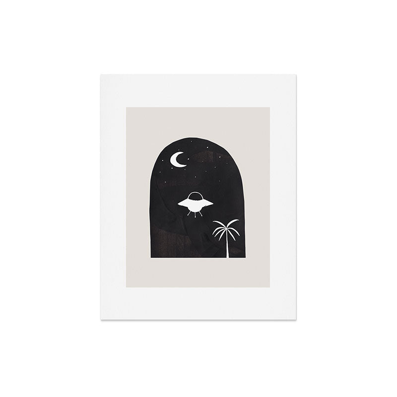 Ancient Alien Visitor Black White Minimalist Line Drawing Paper Collage by Ejaaz Haniff Art Print Gallery Image 5