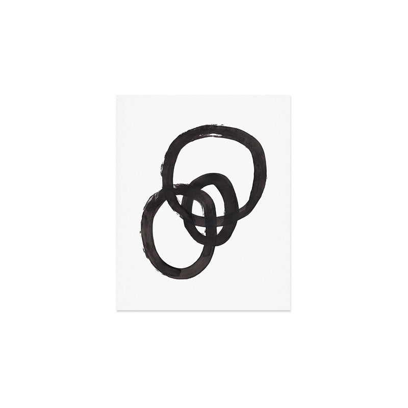 'And I Op' Minimalist Ink Line Drawing Abstract Black Brush Strokes Modern Funky Maze by Ejaaz Haniff Art Print Gallery Image 1