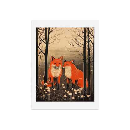 Autumn Forest Fox Pair Art Print Gallery Image 7