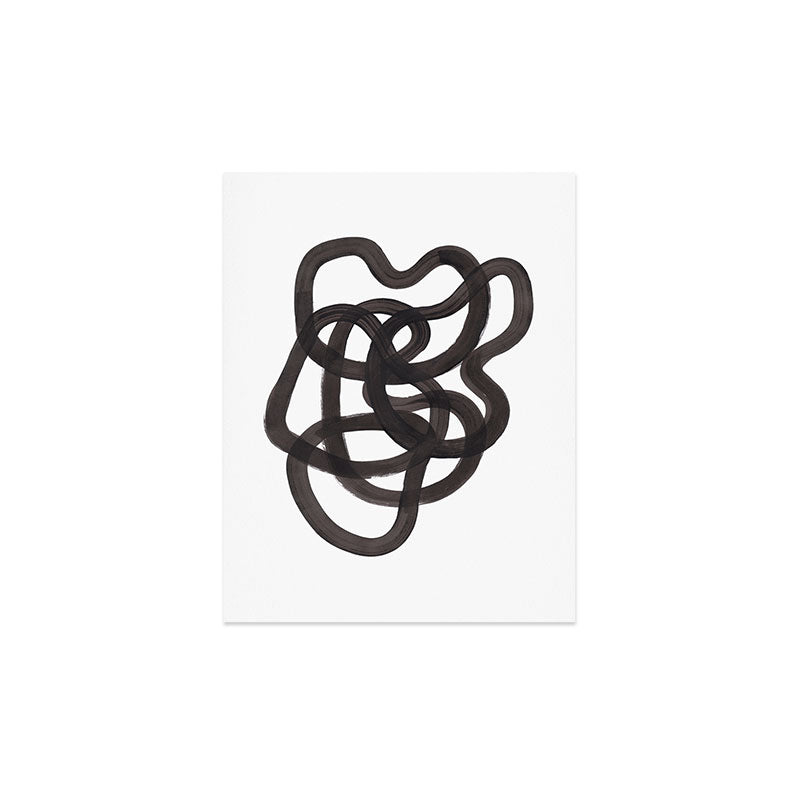 'Ink Memories' Minimalist Ink Line Drawing Abstract Black Brush Strokes Modern Funky Maze by Ejaaz Haniff Art Print Gallery Image 3