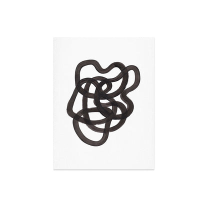 'Ink Memories' Minimalist Ink Line Drawing Abstract Black Brush Strokes Modern Funky Maze by Ejaaz Haniff Art Print Gallery Image 6