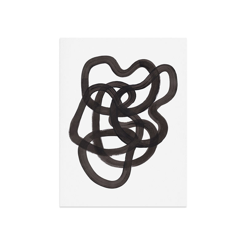 'Ink Memories' Minimalist Ink Line Drawing Abstract Black Brush Strokes Modern Funky Maze by Ejaaz Haniff Art Print Gallery Image 7