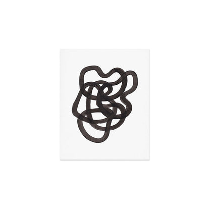 'Ink Memories' Minimalist Ink Line Drawing Abstract Black Brush Strokes Modern Funky Maze by Ejaaz Haniff Art Print Gallery Image 1