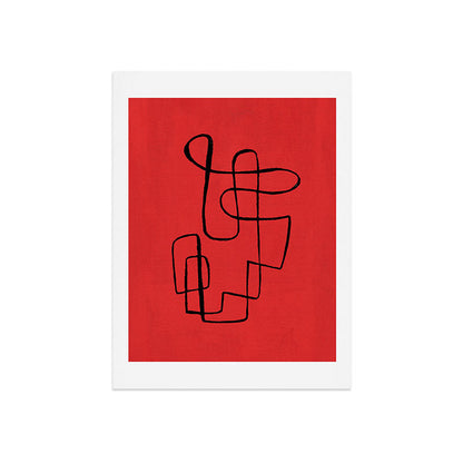 Minimalist Minimal Line Drawing Line Art Maze Red Painting Mid Century Modern Cool Retro Funky Trendy Art Print Gallery Image 7