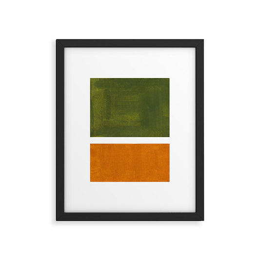 Olive Green Yellow Ochre Minimalist Abstract Colorful Midcentury Pop Art Rothko Color Field Framed Art Print Gallery Image 1