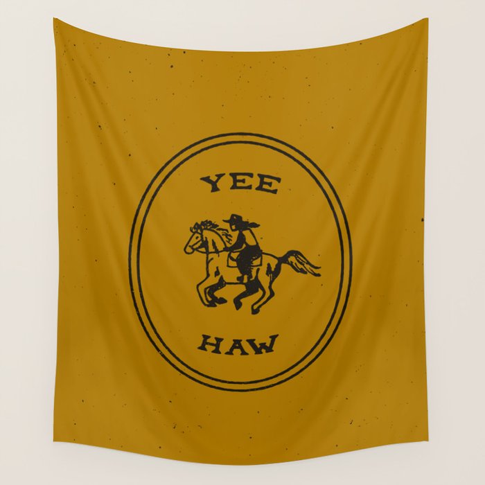 Yee Haw in Gold Wall Tapestry Gallery Image 2