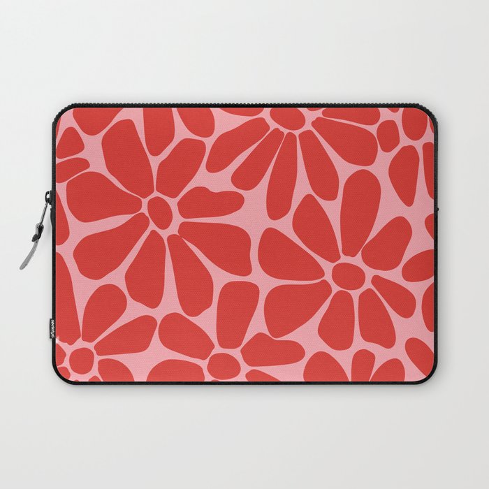 Pink and Red - Retro Floral Art Print Laptop Sleeve Gallery Image 1