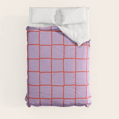 Red + Lavender Plaid Checker Comforter Gallery Image 8