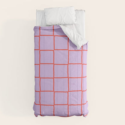 Red + Lavender Plaid Checker Comforter Gallery Image 10