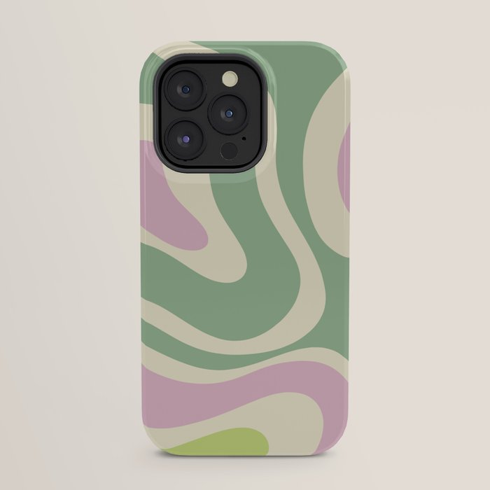 Modern Retro Liquid Swirl Abstract in Soft Pastel Lavender Pink Lime Green Cream iPhone Case Gallery Image 31