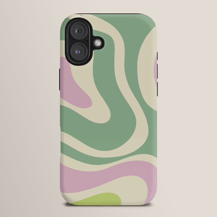 Modern Retro Liquid Swirl Abstract in Soft Pastel Lavender Pink Lime Green Cream iPhone Case Gallery Image 14