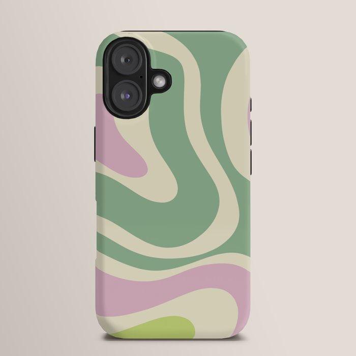 Modern Retro Liquid Swirl Abstract in Soft Pastel Lavender Pink Lime Green Cream iPhone Case Gallery Image 13
