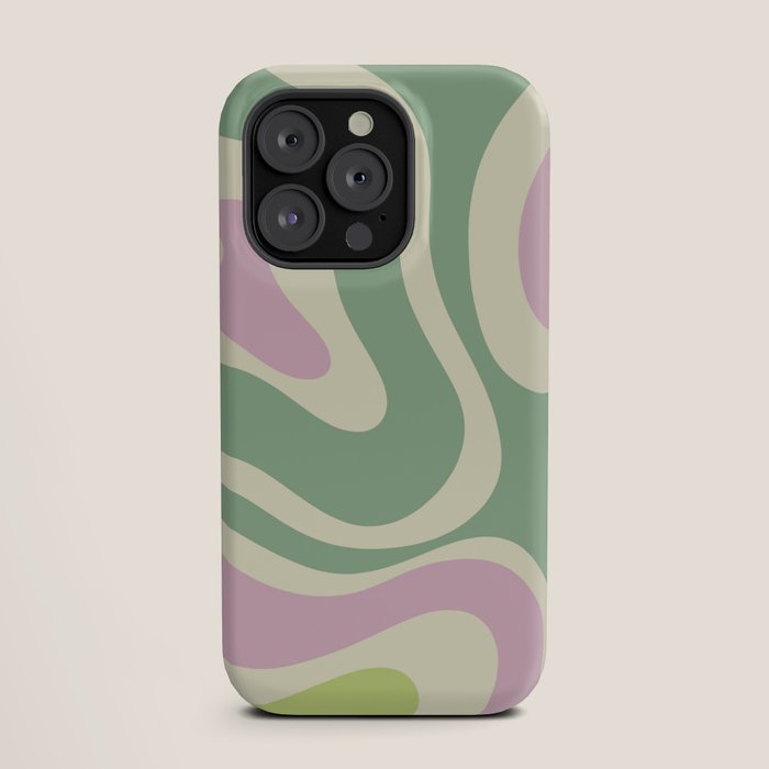 Modern Retro Liquid Swirl Abstract in Soft Pastel Lavender Pink Lime Green Cream iPhone Case Gallery Image 19