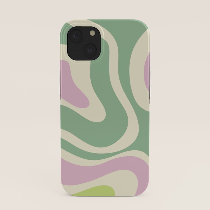 Modern Retro Liquid Swirl Abstract in Soft Pastel Lavender Pink Lime Green Cream iPhone Case Gallery Image 37
