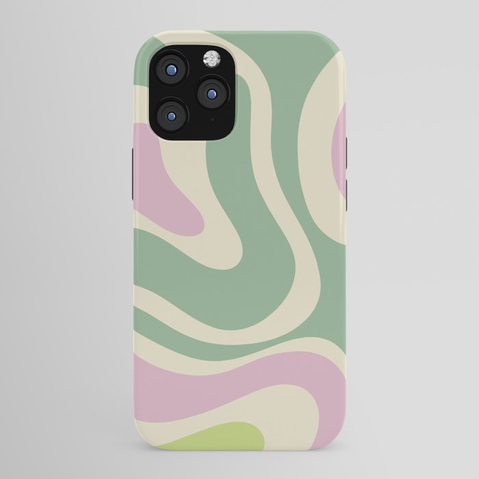 Modern Retro Liquid Swirl Abstract in Soft Pastel Lavender Pink Lime Green Cream iPhone Case Gallery Image 43