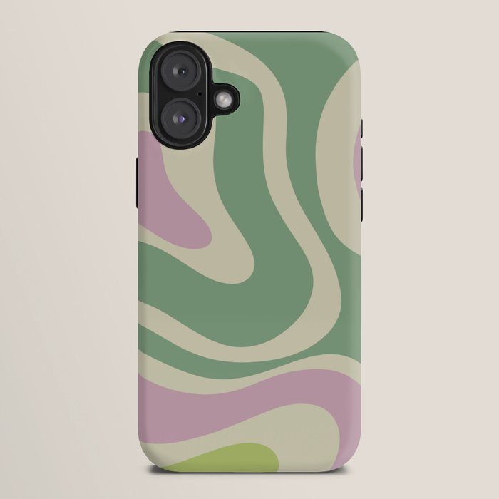 Modern Retro Liquid Swirl Abstract in Soft Pastel Lavender Pink Lime Green Cream iPhone Case Gallery Image 10
