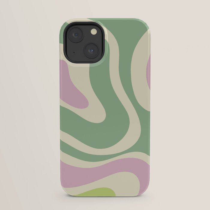 Modern Retro Liquid Swirl Abstract in Soft Pastel Lavender Pink Lime Green Cream iPhone Case Gallery Image 29