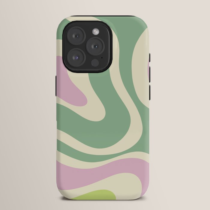 Modern Retro Liquid Swirl Abstract in Soft Pastel Lavender Pink Lime Green Cream iPhone Case Gallery Image 15