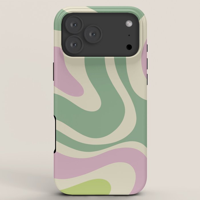 Modern Retro Liquid Swirl Abstract in Soft Pastel Lavender Pink Lime Green Cream iPhone Case Gallery Image 8