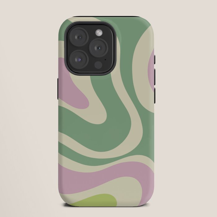 Modern Retro Liquid Swirl Abstract in Soft Pastel Lavender Pink Lime Green Cream iPhone Case Gallery Image 11