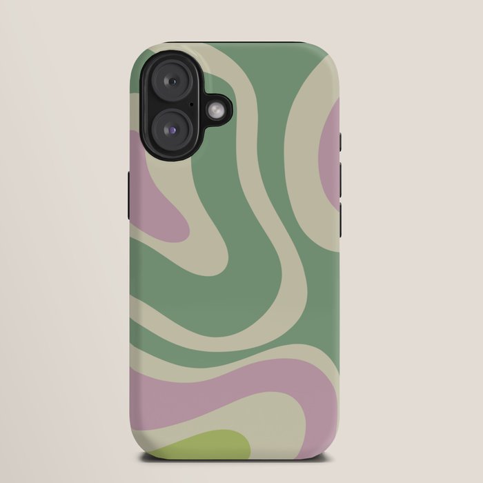 Modern Retro Liquid Swirl Abstract in Soft Pastel Lavender Pink Lime Green Cream iPhone Case Gallery Image 9