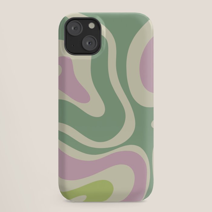 Modern Retro Liquid Swirl Abstract in Soft Pastel Lavender Pink Lime Green Cream iPhone Case Gallery Image 18