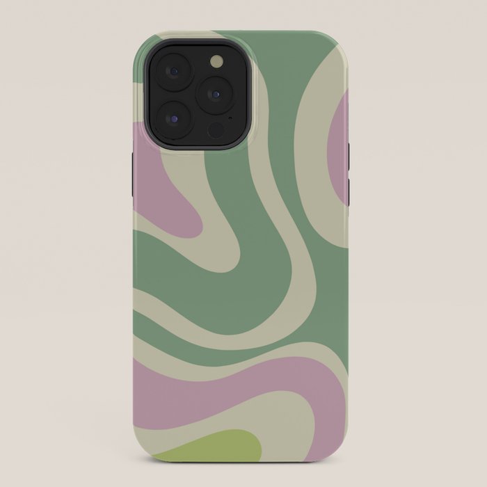 Modern Retro Liquid Swirl Abstract in Soft Pastel Lavender Pink Lime Green Cream iPhone Case Gallery Image 36