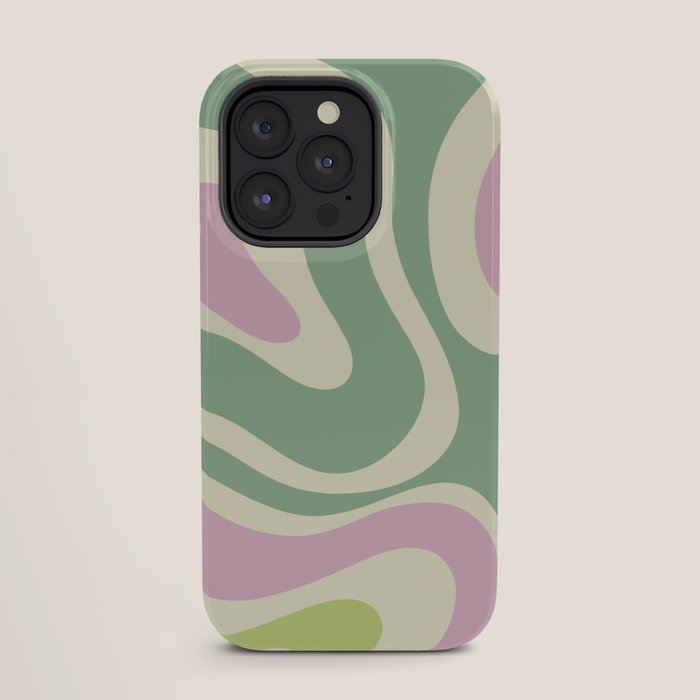 Modern Retro Liquid Swirl Abstract in Soft Pastel Lavender Pink Lime Green Cream iPhone Case Gallery Image 27