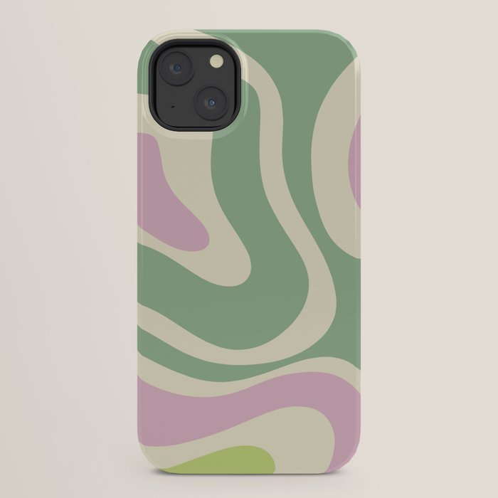Modern Retro Liquid Swirl Abstract in Soft Pastel Lavender Pink Lime Green Cream iPhone Case Gallery Image 30