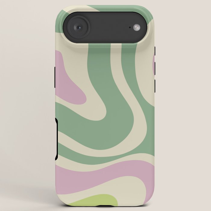 Modern Retro Liquid Swirl Abstract in Soft Pastel Lavender Pink Lime Green Cream iPhone Case Gallery Image 6