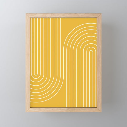 Minimal Line Curvature VIII Golden Yellow Mid Century Modern Arch Abstract Mini Art Print Gallery Image 1