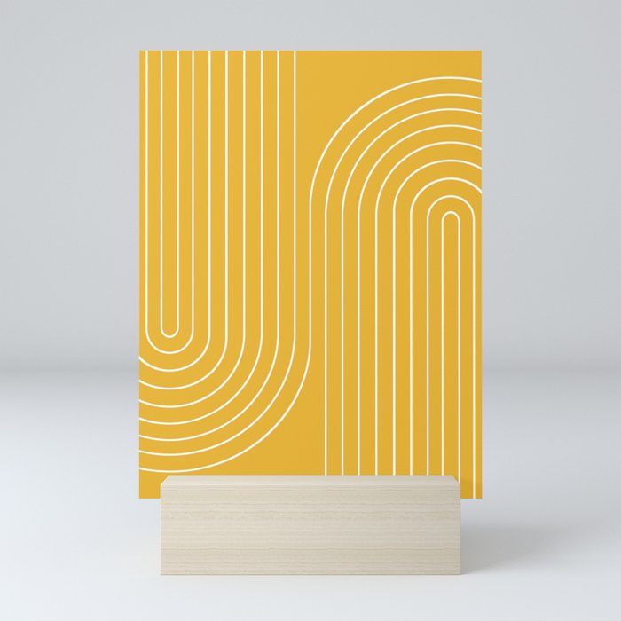 Minimal Line Curvature VIII Golden Yellow Mid Century Modern Arch Abstract Mini Art Print Gallery Image 5