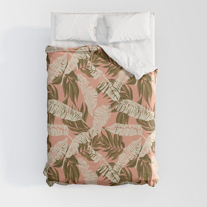 Jungle Leaf Coral Pink Duvet Cover Gallery Image 8